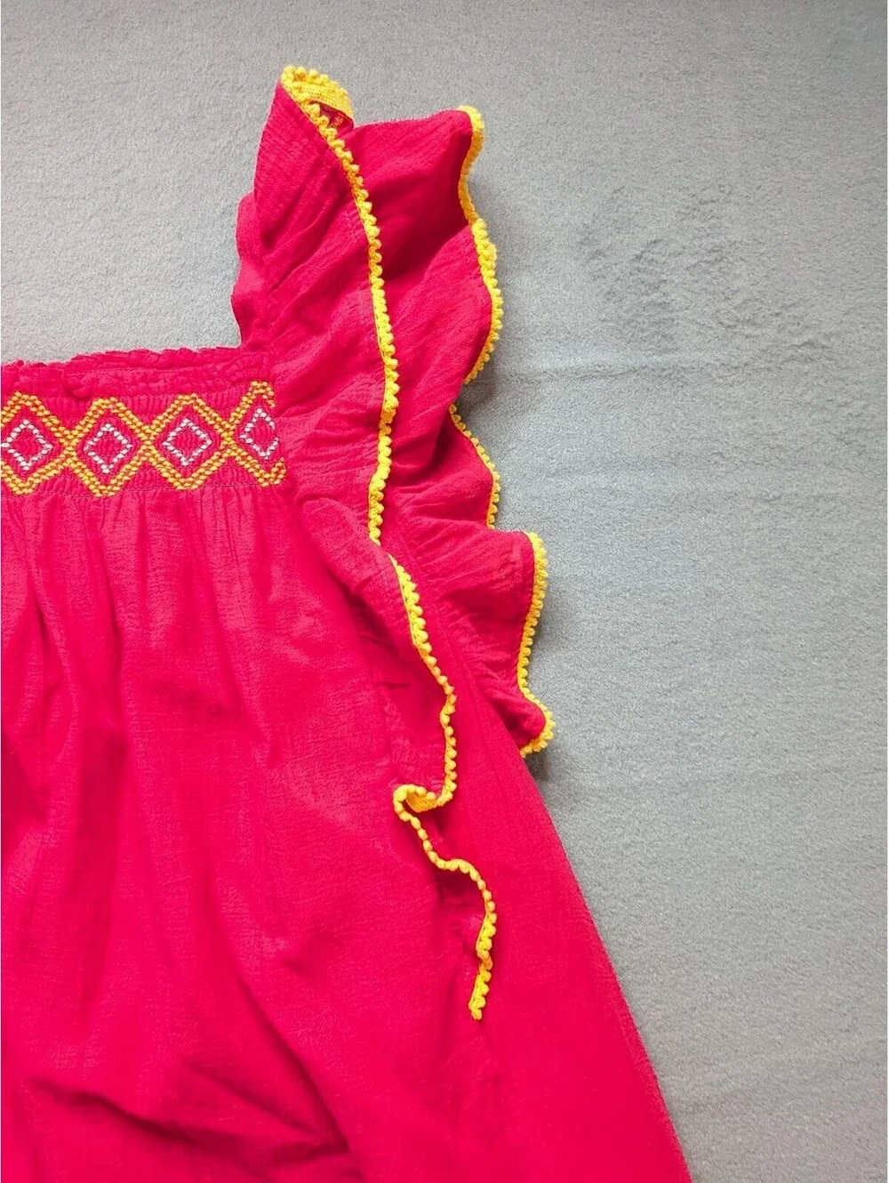 Polo Ralph Lauren Sundress Girls 10 Pink Flutter Sleeve Embroidered Gauze Boho